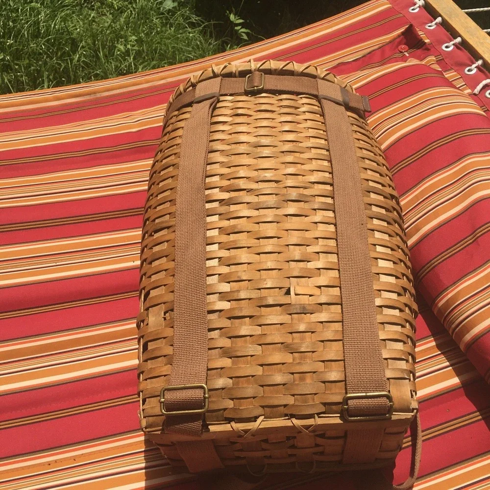 Antique Large Trapper Backpack Basket Splint Adirondack Basket 21